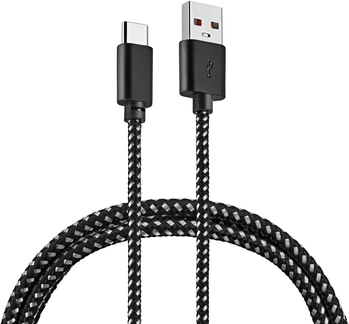 картинка Кабель Buro USB 2.0 Type-A - Type-C оплетка 1м черный (BHP RET TYPEC1) от магазина бытовой техники и электроники «Тантал»