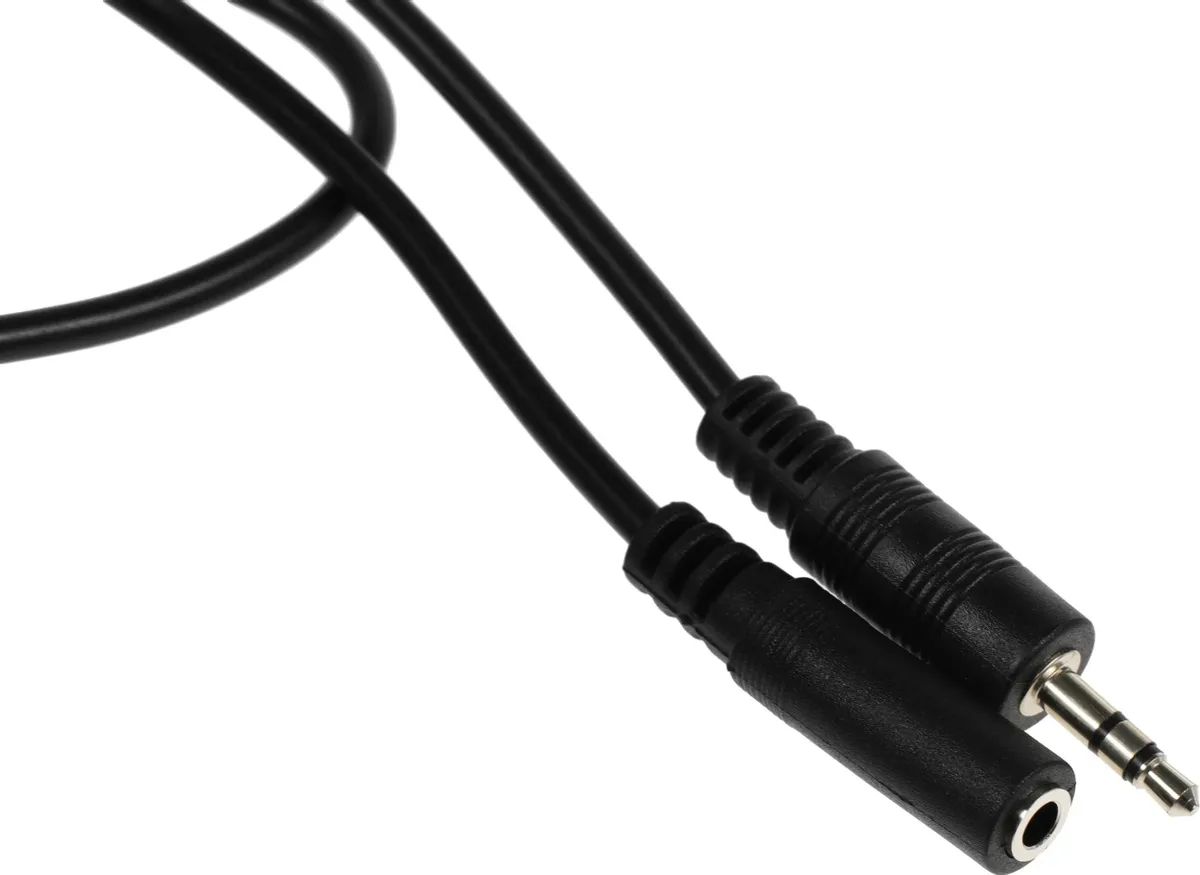картинка Кабель-удлинитель Ningbo Jack 3.5 - Jack 3.5(f) 5м черный (JAAC003-5) от магазина бытовой техники и электроники «Тантал»