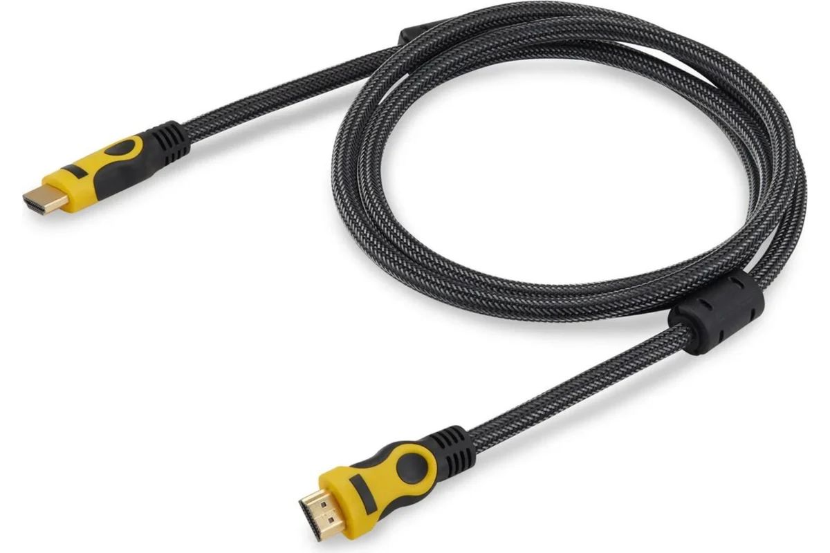 картинка Кабель Buro HDMI - HDMI ver 1.4 ферр.кольца тканевый 1.8м черный (HDMI 19M-19M BRAID) от магазина бытовой техники и электроники «Тантал»