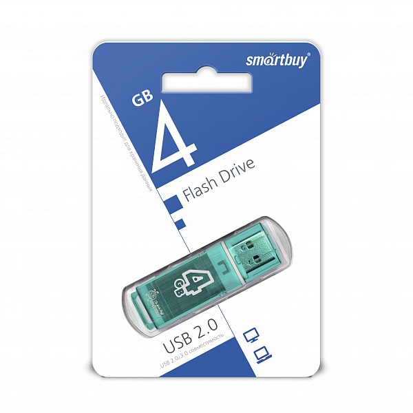 картинка Флеш диск 4Gb Smartbuy Glossy USB 2.0 зеленый (SB4GBGS-G) от магазина бытовой техники и электроники «Тантал»