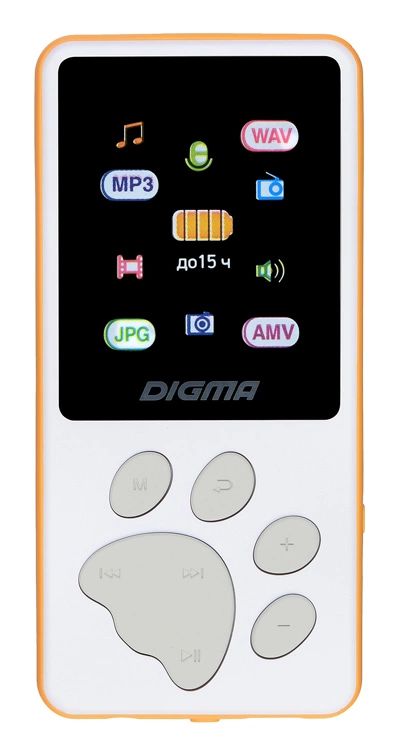 картинка Плеер Hi-Fi Flash Digma S4 8Gb белый/оранжевый/1.8"/FM/microSDHC от магазина бытовой техники и электроники «Тантал»