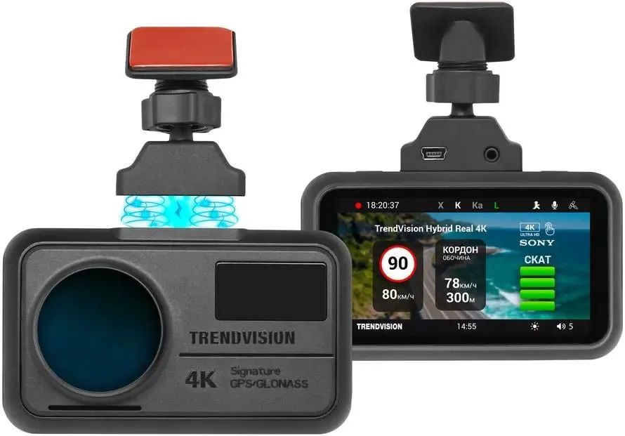 картинка Видеорегистратор с радар-детектором TrendVision Hybrid Signature Real 4K Max GPS ГЛОНАСС черный 170° 3840x2160 WiFi от магазина бытовой техники и электроники «Тантал»