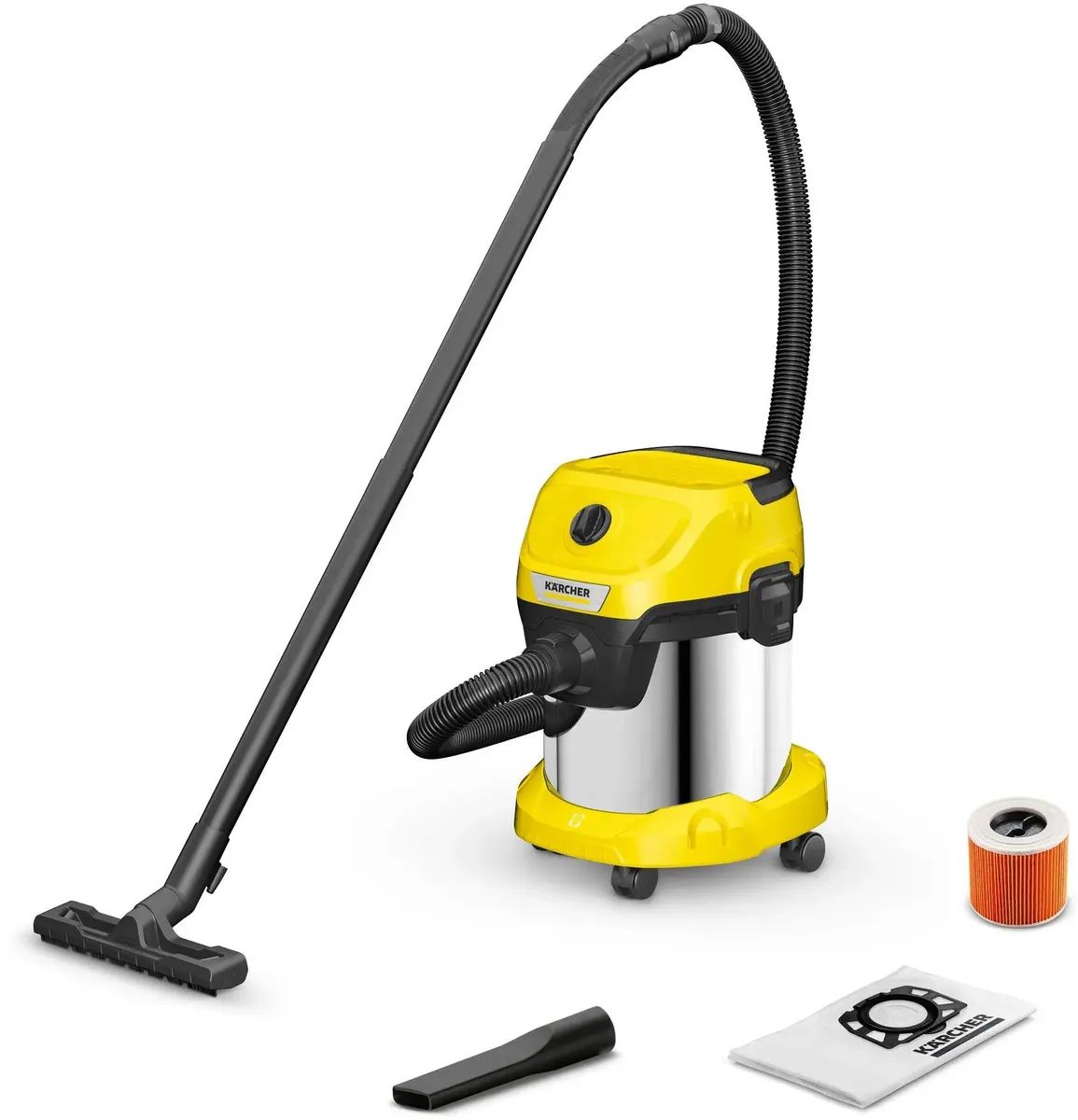 картинка Строительный пылесос Karcher WD 3 S V-15/4/20 1000Вт уборка:сухая/сбор воды желтый от магазина бытовой техники и электроники «Тантал»