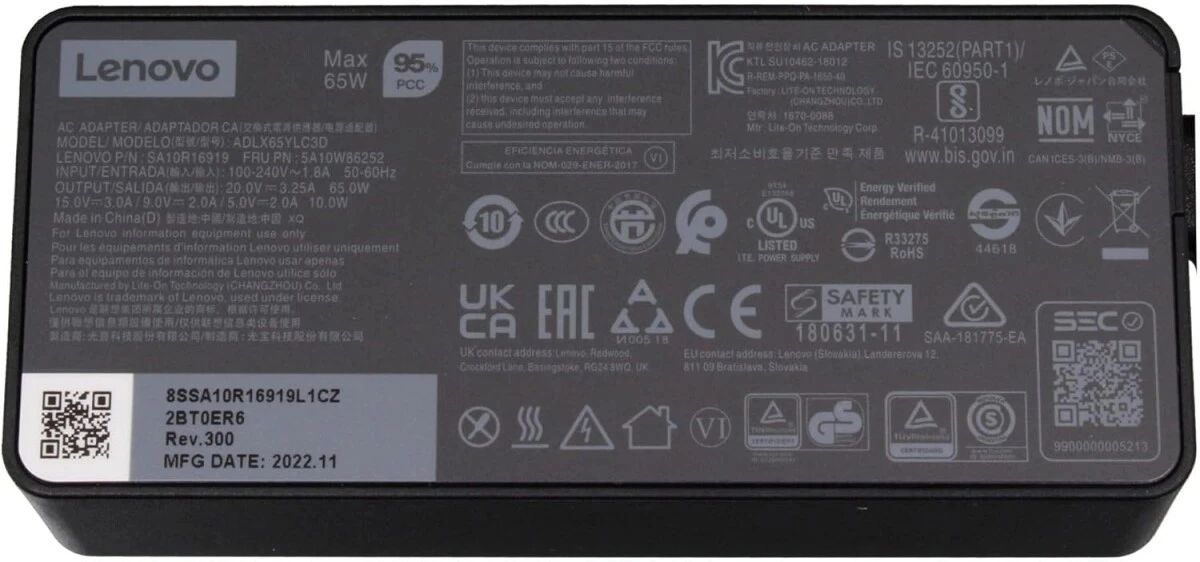 картинка Адаптер Lenovo GX20P92529 65W-20V 3.25A от бытовой электросети от магазина бытовой техники и электроники «Тантал»