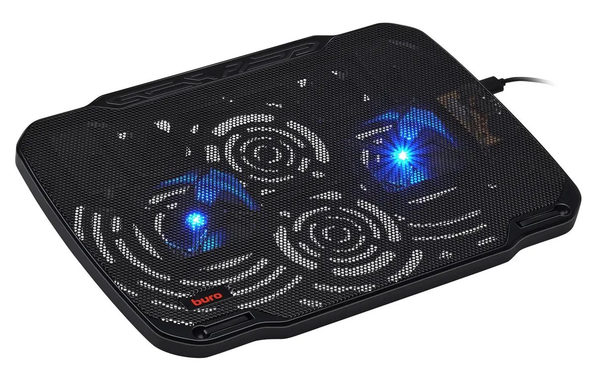картинка Подставка для ноутбука Buro BU-LCP156-B208 15.6"355x260x21мм 2xUSB 2x 80ммFAN 560г металлическая сетка/пластик черный от магазина бытовой техники и электроники «Тантал»
