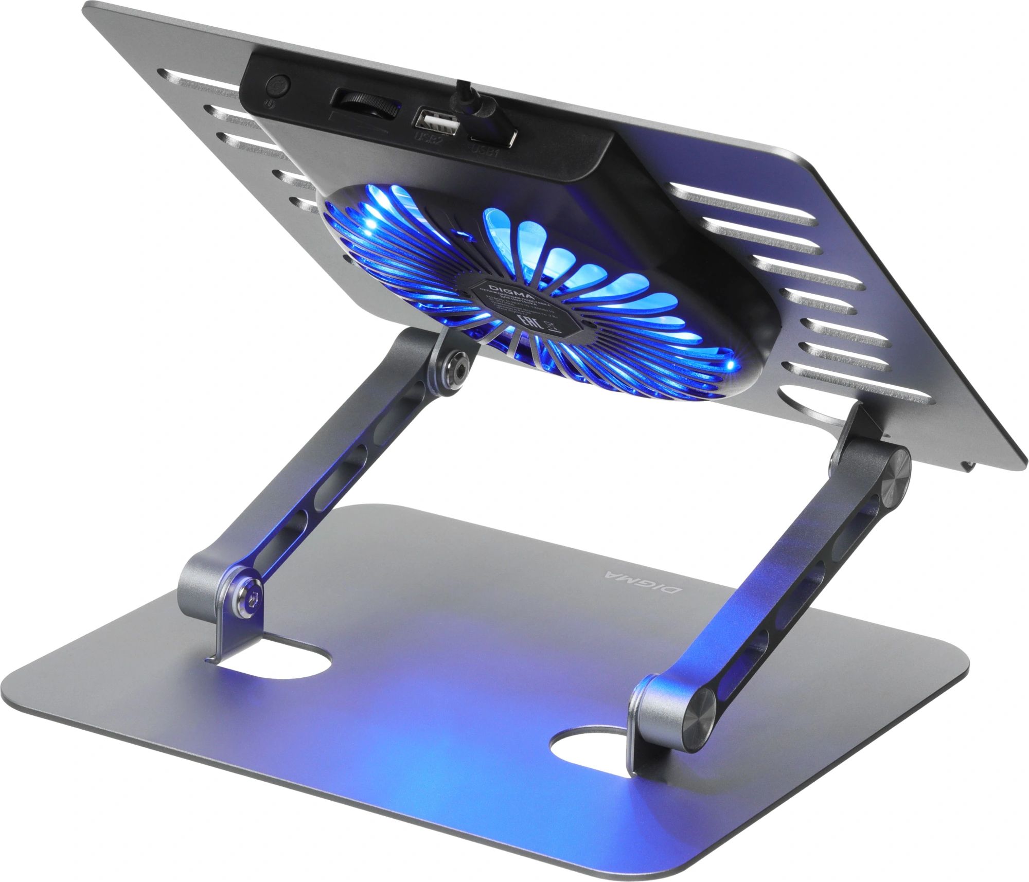 картинка Подставка для ноутбука Digma D-NCP170-1xRGB110 17" 240x230x50мм 28дБ 2xUSB 1x 110ммFAN 790г Fan-control алюминий серый от магазина бытовой техники и электроники «Тантал»