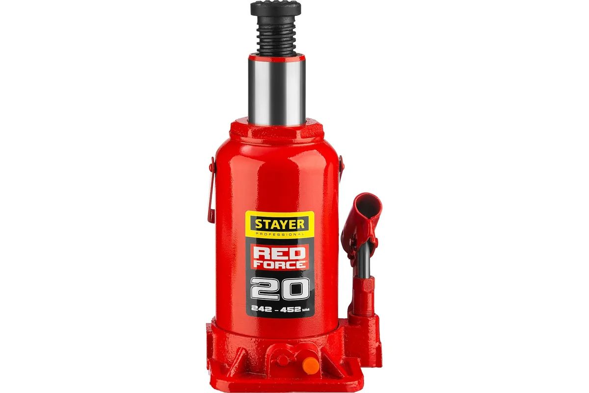 картинка Домкрат бутылочный Stayer RED FORCE 20т 242-452мм (43160-20_z01) от магазина бытовой техники и электроники «Тантал»