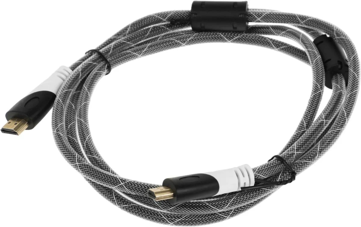 картинка Кабель HDMI - HDMI ферр.кольца позолоч.конт. 1.8м серый от магазина бытовой техники и электроники «Тантал»