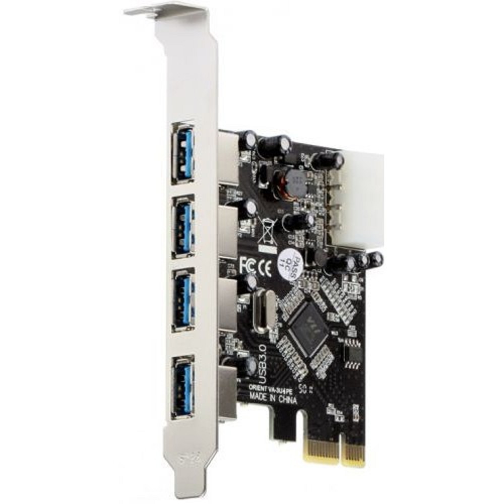 картинка Контроллер PCI-E Orient VA-3U4PE PCIe x1 v2.0 (VIA VL805) USB 3.2 Gen1x1, 4 x USB-A OEM от магазина бытовой техники и электроники «Тантал»