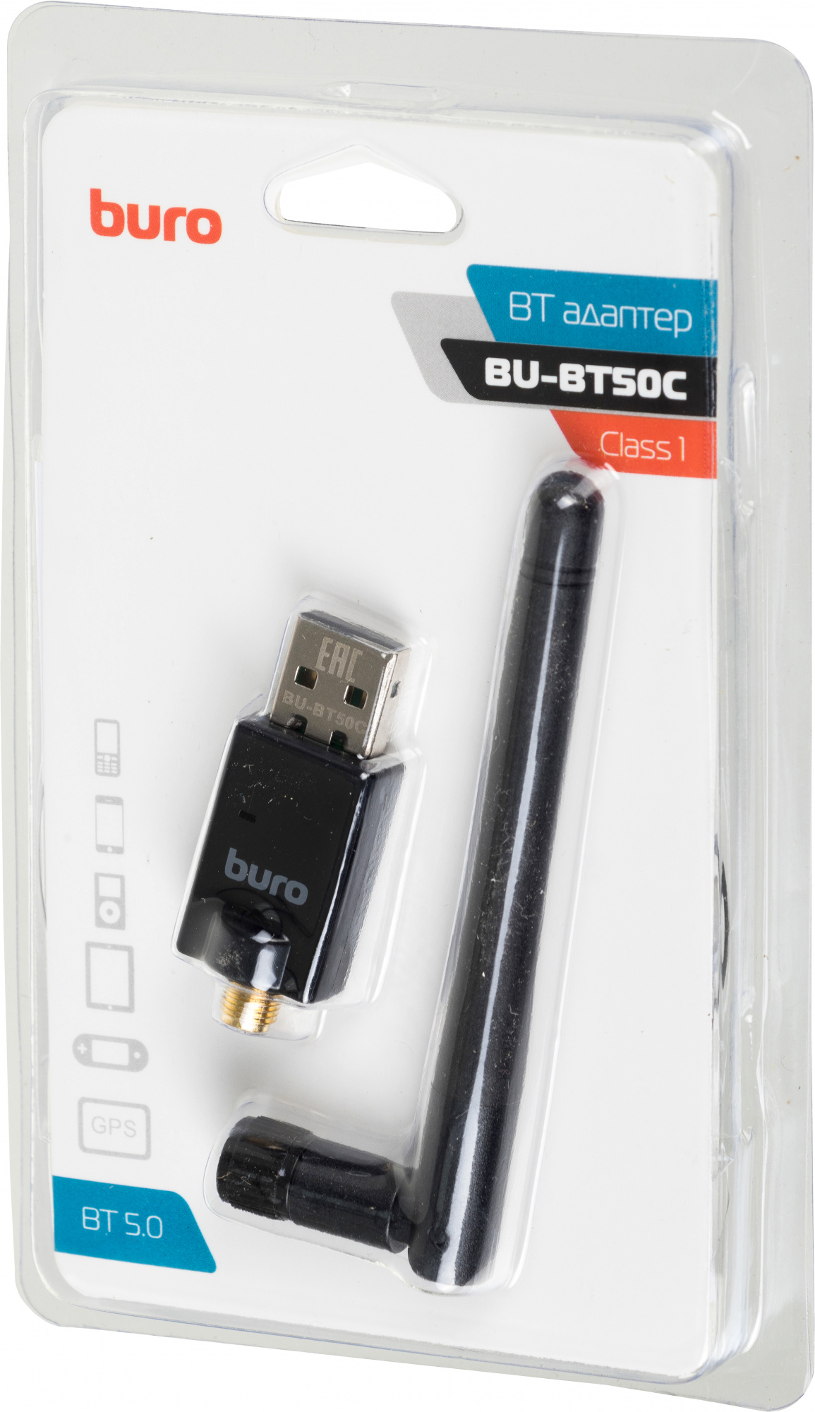 картинка Адаптер USB Buro BU-BT50C Bluetooth 5.0+EDR class 1 100м черный от магазина бытовой техники и электроники «Тантал»