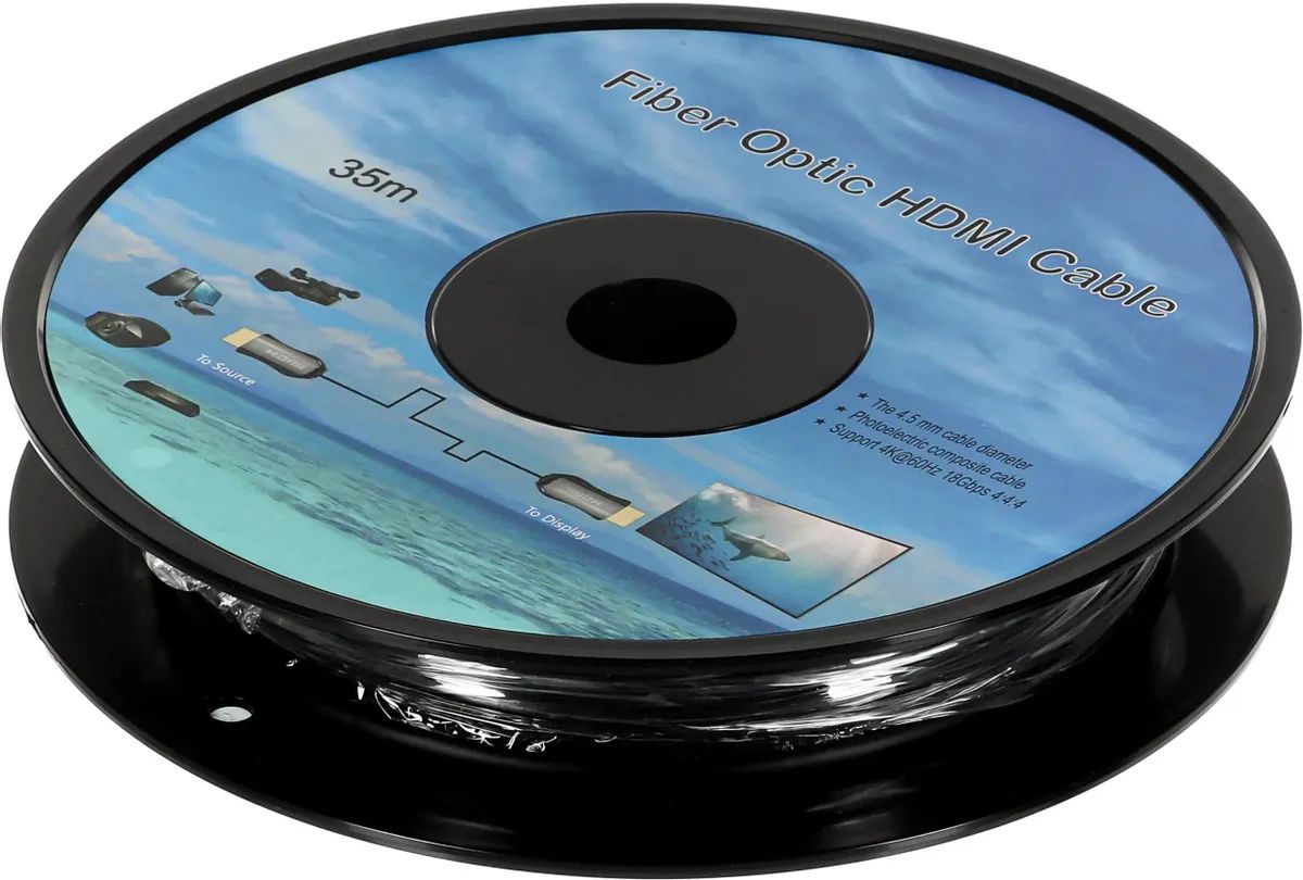 картинка Кабель оптический HDMI - HDMI 35м черный от магазина бытовой техники и электроники «Тантал»