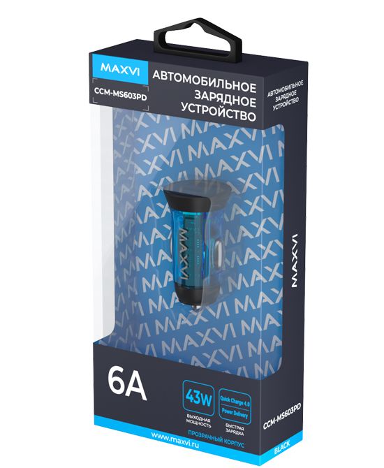 картинка Автомобильное З/У Maxvi CCM-MS603PD 6A USB-A USB-C черный от магазина бытовой техники и электроники «Тантал»