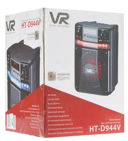 картинка Портативная акустика VR HT-D944V 20Вт LED 2000мАч черный от магазина бытовой техники и электроники «Тантал»