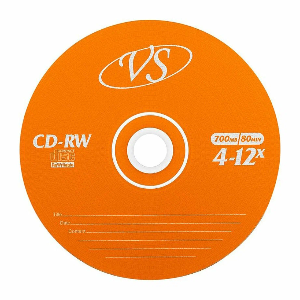 картинка Диск CD-RW VS 700 Mb 12x Slim Case (5 шт.) (VSCDRWSL501) от магазина бытовой техники и электроники «Тантал»