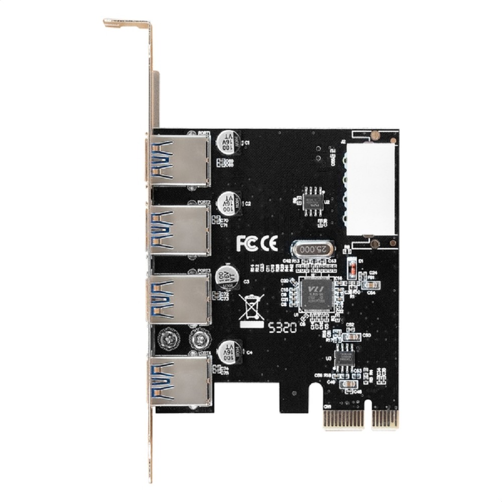 картинка Контроллер ExeGate EXE-314 v2.0 (PCI-E x1 v2.0, 4*USB3.0 ext., разъем доп.питания Molex, VIA Labs Chipset VL805) от магазина бытовой техники и электроники «Тантал»