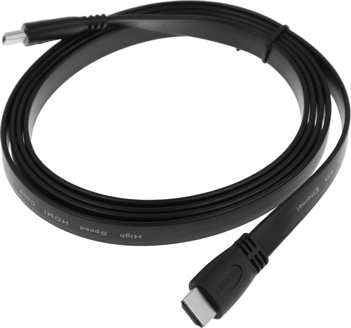 картинка Кабель HDMI - HDMI плоский High Speed ver 1.4 2м черный от магазина бытовой техники и электроники «Тантал»