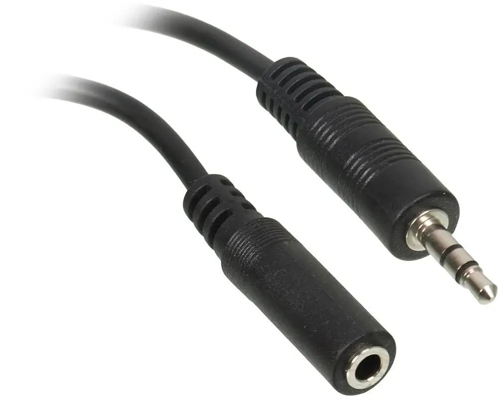 картинка Кабель-удлинитель Buro Jack 3.5 - Jack 3.5(f) 1м черный (BAAC003-1) от магазина бытовой техники и электроники «Тантал»