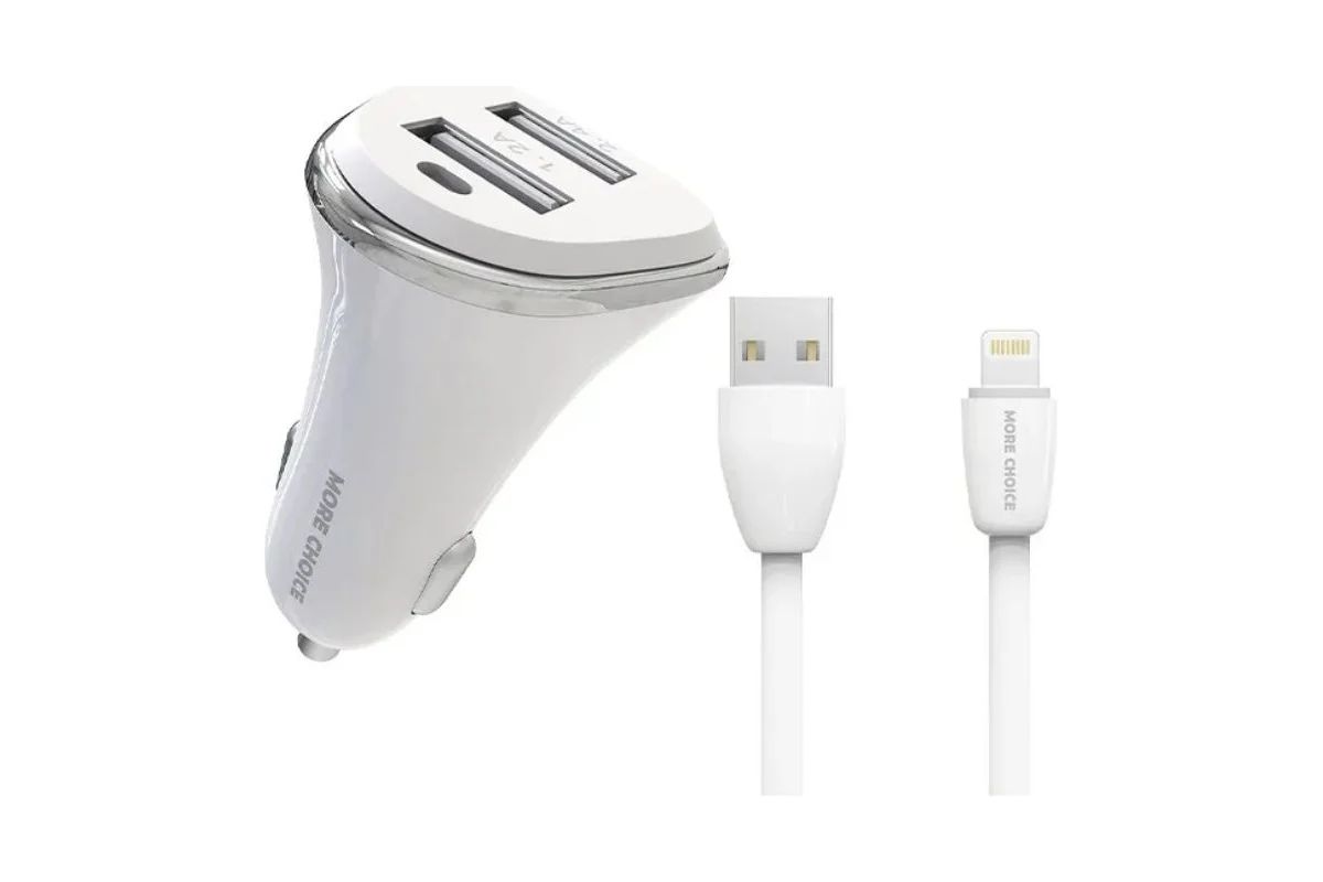 картинка Автомобильное З/У More Choice AC22i 2.4A Apple Lightning белый от магазина бытовой техники и электроники «Тантал»