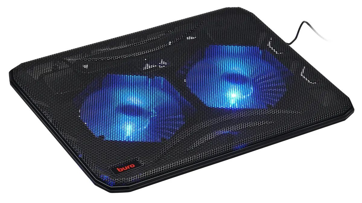 картинка Подставка для ноутбука Buro BU-LCP156-B214 15.6"358x270x21мм 1xUSB 2x 140ммFAN 597г металлическая сетка/пластик черный от магазина бытовой техники и электроники «Тантал»