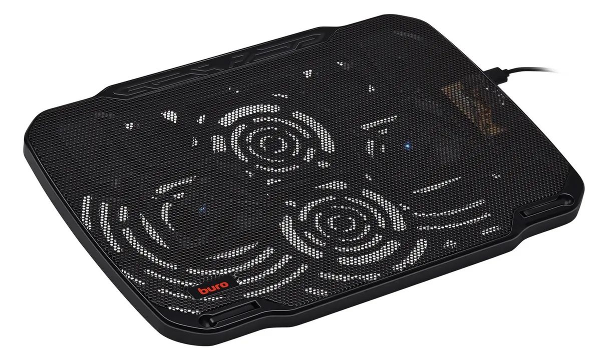 картинка Подставка для ноутбука Buro BU-LCP156-B208 15.6"355x260x21мм 2xUSB 2x 80ммFAN 560г металлическая сетка/пластик черный от магазина бытовой техники и электроники «Тантал»