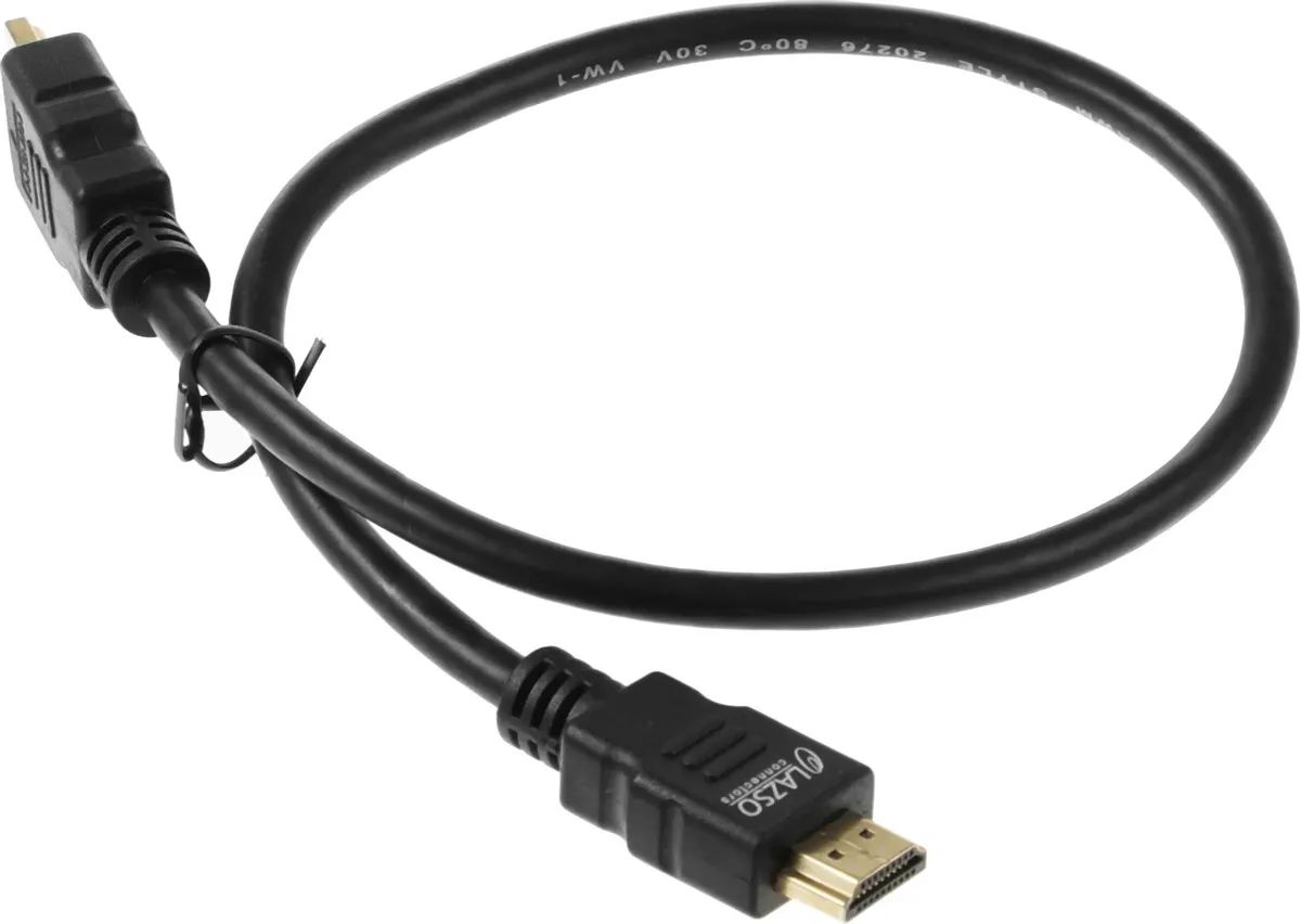 картинка Кабель Lazso HDMI - HDMI 0.5м черный (WH-111(0,5M)) от магазина бытовой техники и электроники «Тантал»