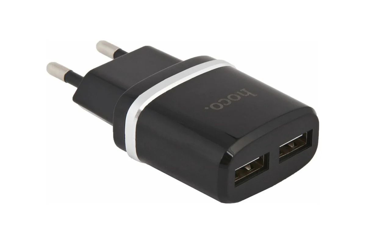 картинка Сетевое З/У Hoco C12 Smart 2xUSB 12Вт 5В 2.4A черный от магазина бытовой техники и электроники «Тантал»