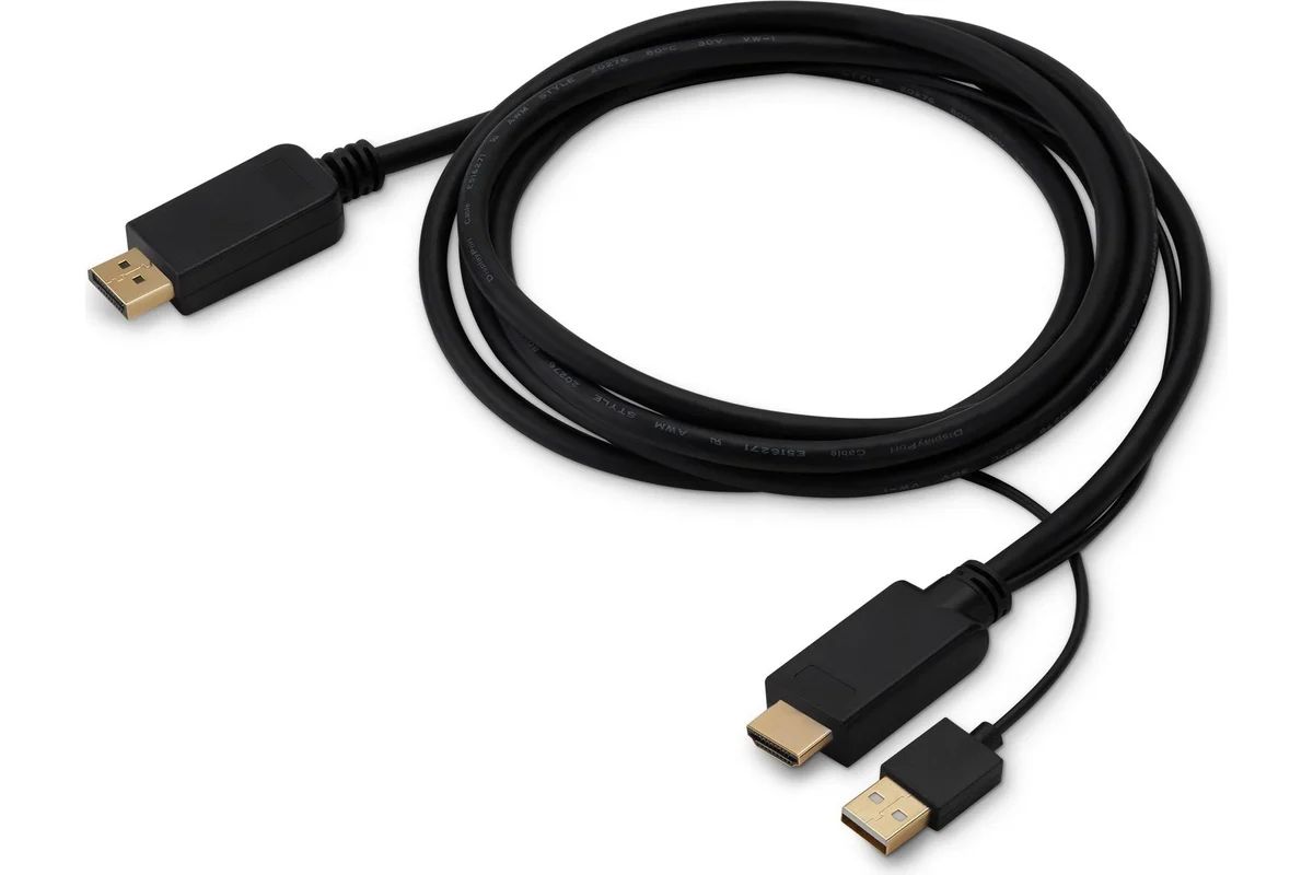 картинка Кабель-адаптер Buro HDMI - DisplayPort + USB 2м черный (HDMI-DP-2M) от магазина бытовой техники и электроники «Тантал»