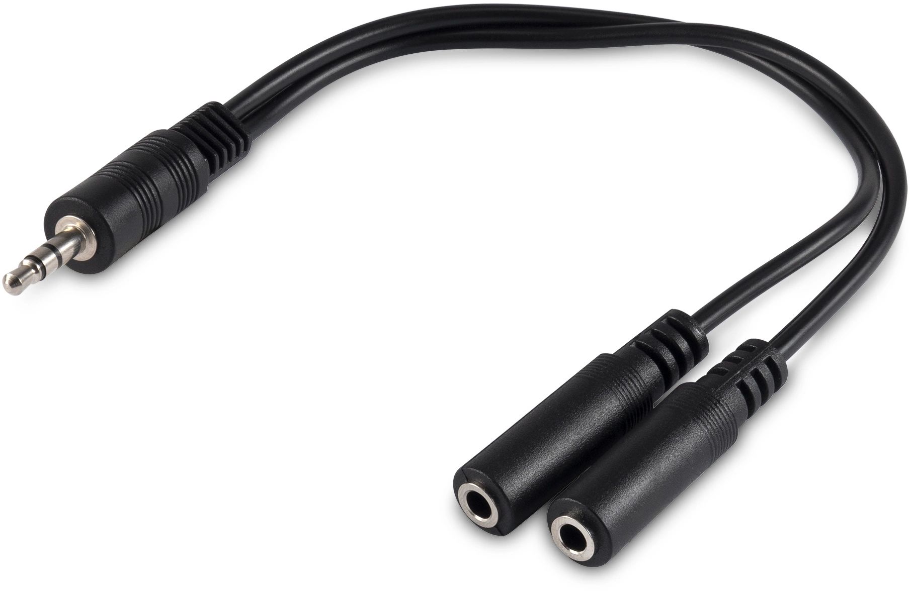 картинка Переходник Buro 2xJack 3.5(f) - Jack 3.5 0.2м черный (BU-2XJACK-JACK) от магазина бытовой техники и электроники «Тантал»