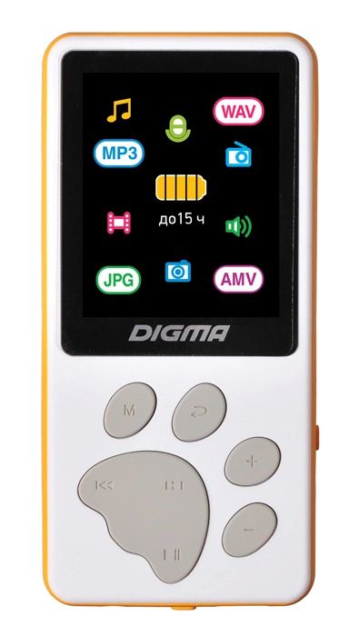 картинка Плеер Hi-Fi Flash Digma S4 8Gb белый/оранжевый/1.8"/FM/microSDHC от магазина бытовой техники и электроники «Тантал»