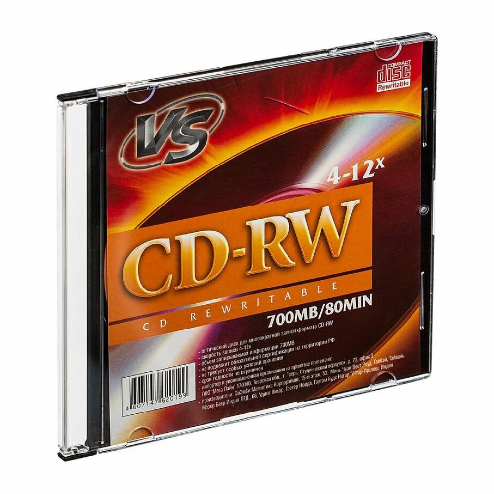 картинка Диск CD-RW VS 700 Mb 12x Slim Case (5 шт.) (VSCDRWSL501) от магазина бытовой техники и электроники «Тантал»