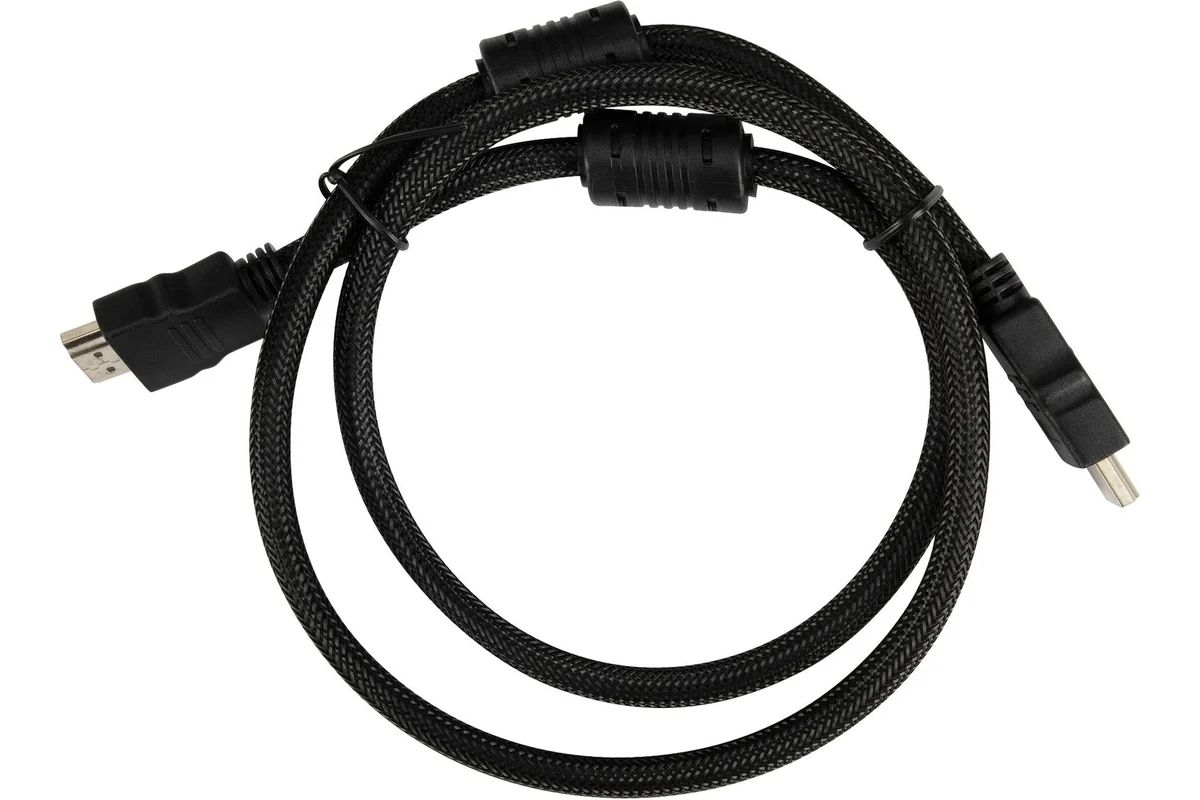 картинка Кабель Buro HDMI - HDMI ver 1.4 ферр.кольца тканевый 1м черный (HDMI-V1.4-1MC) от магазина бытовой техники и электроники «Тантал»