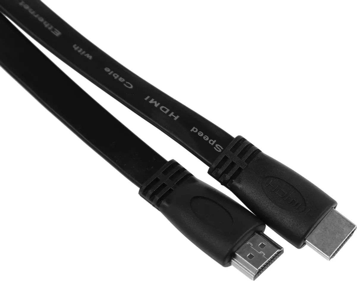картинка Кабель HDMI - HDMI плоский High Speed ver 1.4 1м черный от магазина бытовой техники и электроники «Тантал»