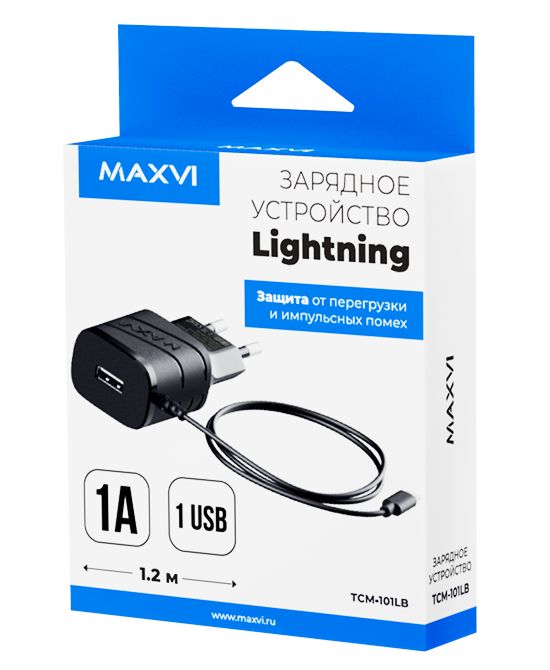 картинка Сетевое З/У Maxvi TCM-101LB черный от магазина бытовой техники и электроники «Тантал»