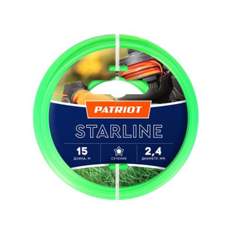 картинка Леска для садовых триммеров Patriot Starline d=2.4мм звезда L=15м (805201061) от магазина бытовой техники и электроники «Тантал»