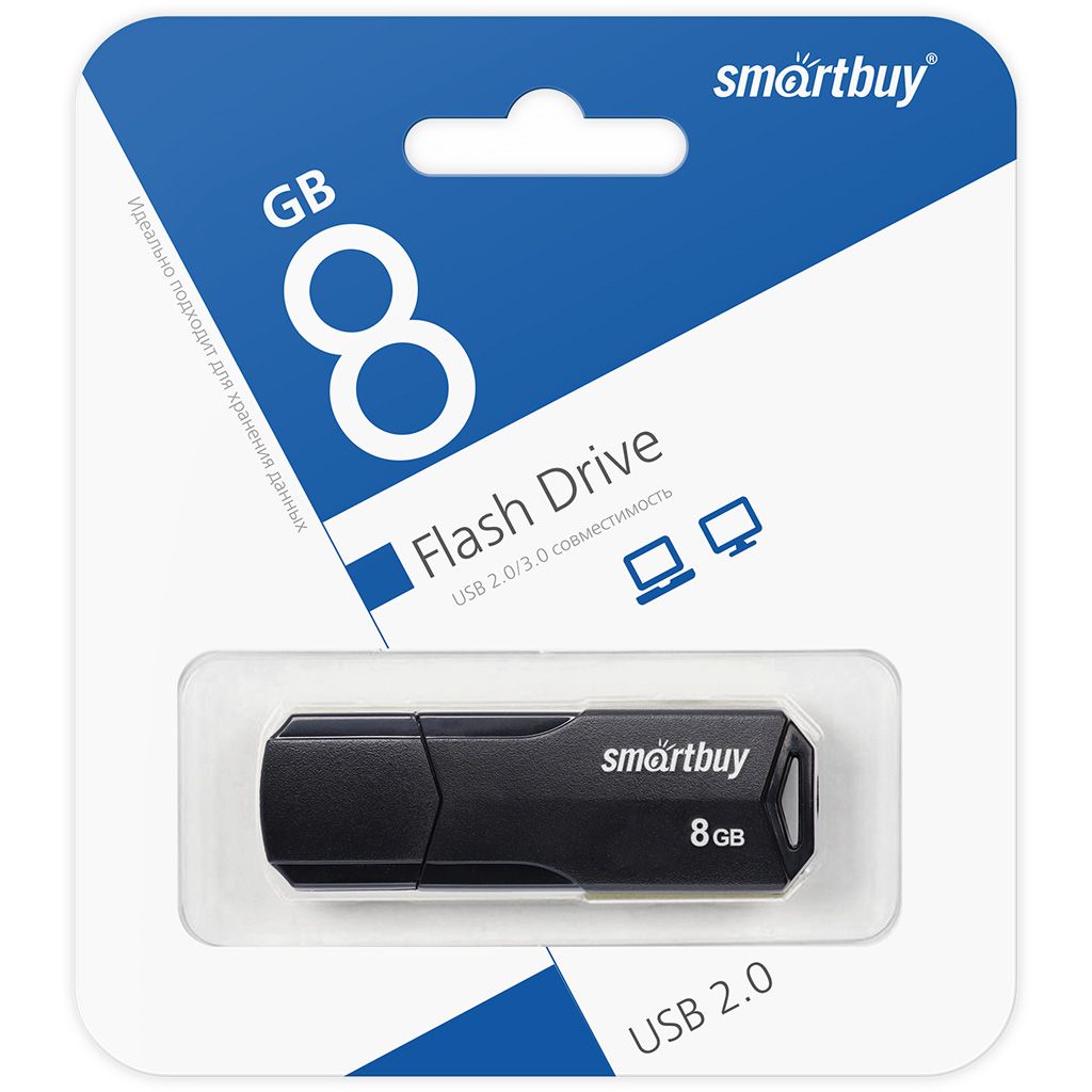 картинка Флеш диск 8Gb Smartbuy CLUE USB 2.0 черный (SB8GBCLU-K) от магазина бытовой техники и электроники «Тантал»