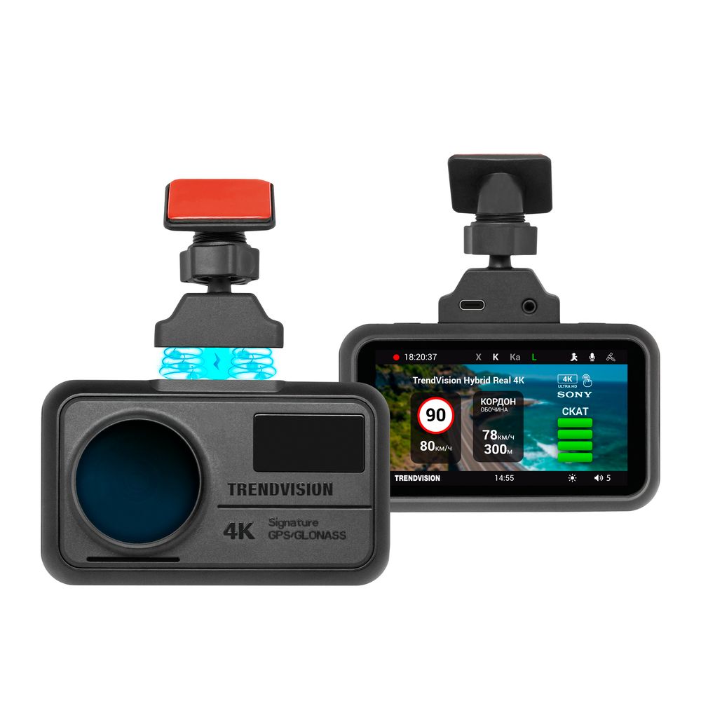 картинка Видеорегистратор с радар-детектором TrendVision Hybrid Signature Real 4K GPS ГЛОНАСС черный 170° 3840x2160 WiFi от магазина бытовой техники и электроники «Тантал»