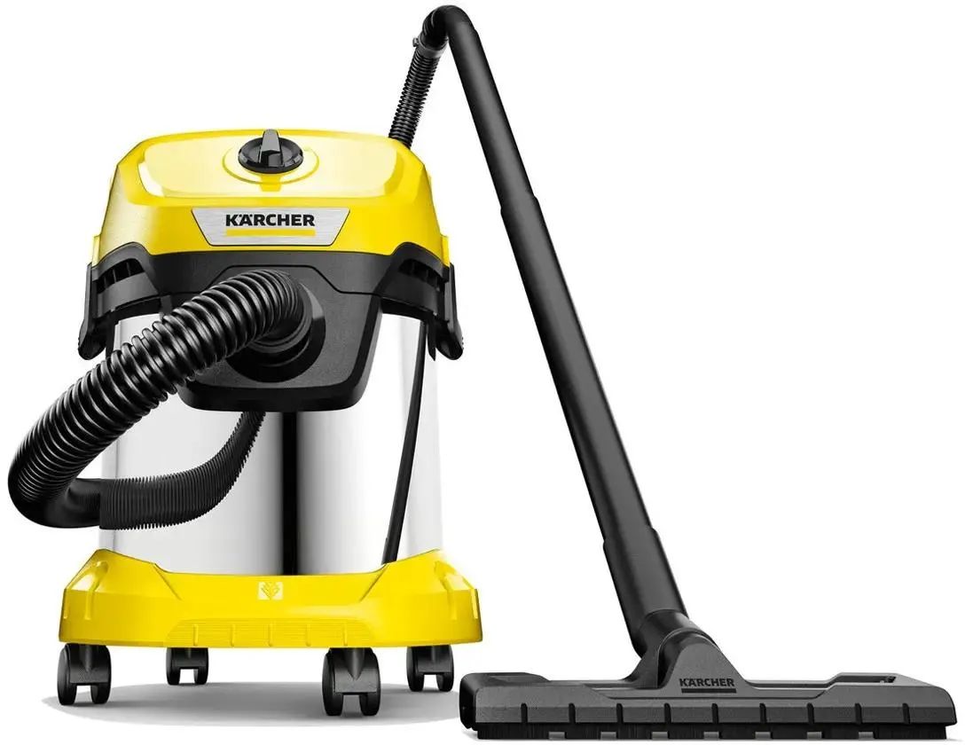 картинка Строительный пылесос Karcher WD 3 S V-15/4/20 1000Вт уборка:сухая/сбор воды желтый от магазина бытовой техники и электроники «Тантал»
