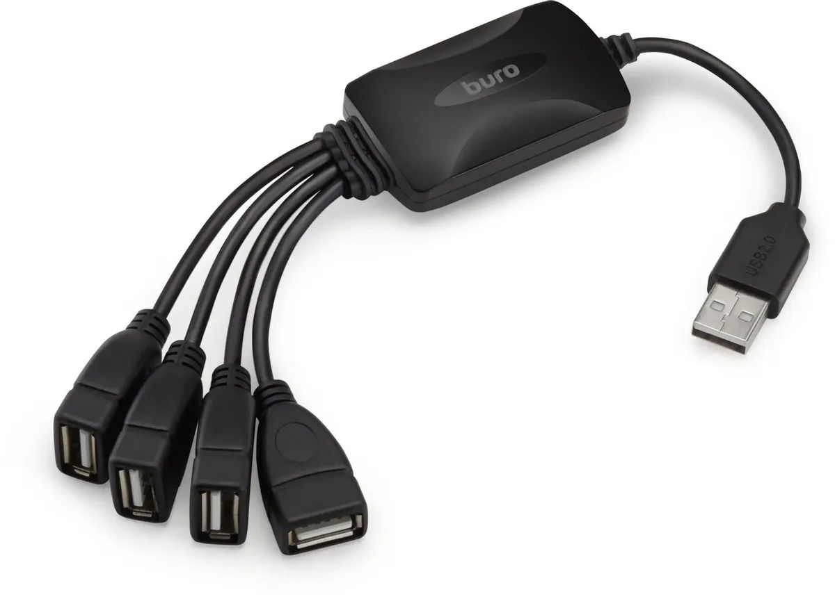 картинка Разветвитель USB 2.0 Buro BU-HUB4-0.3-U2.0-Splitter 4порт. черный от магазина бытовой техники и электроники «Тантал»