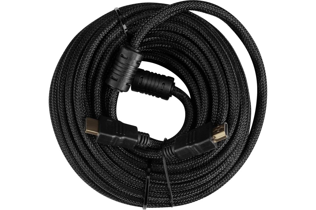 картинка Кабель Buro HDMI - HDMI ver 1.4 ферр.кольца тканевый 10м черный (HDMI-V1.4-10MC) от магазина бытовой техники и электроники «Тантал»