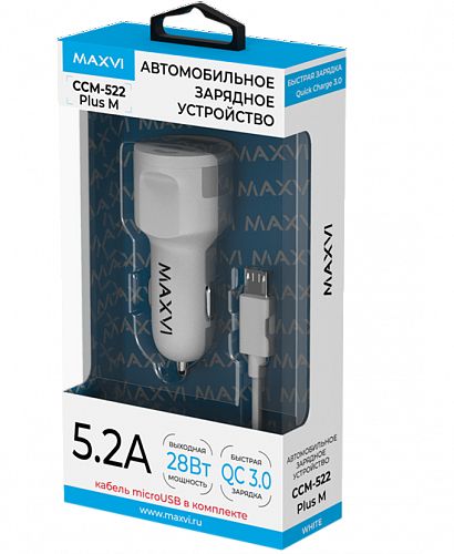 картинка Автомобильное З/У Maxvi CCM-522 Plus M 5.2A 2xUSB белый от магазина бытовой техники и электроники «Тантал»